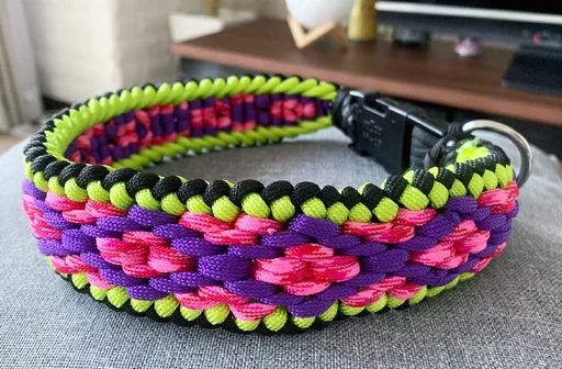 Colorful Paracord Collar with Beach Glass Charm 